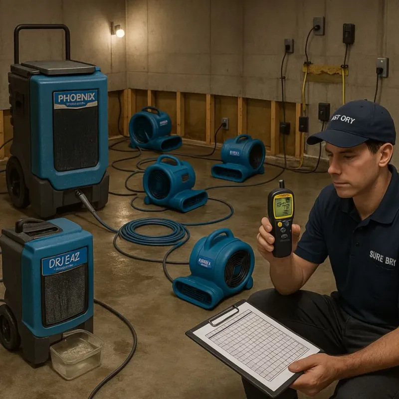 Structural Drying and Dehumidification process in Old River-Winfree, TX